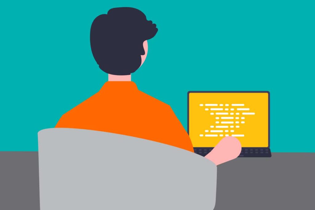 Annual Report 2024 man at desk graphic